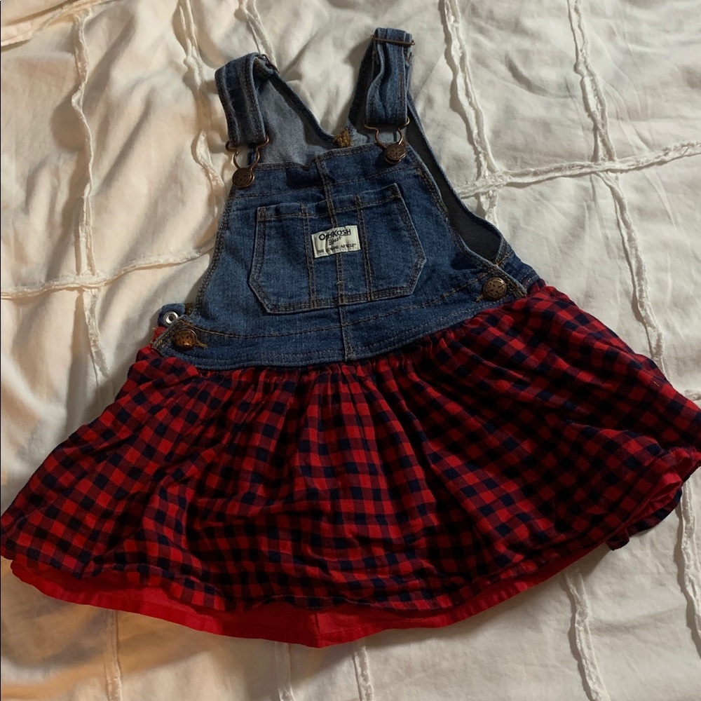 OshKosh B'gosh Blue Denim and Red Checkered Dress